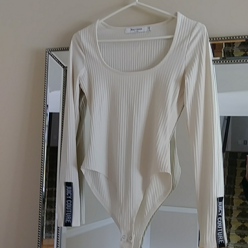 NWOT Juicy Couture ribbed cream ballet body suit sz small